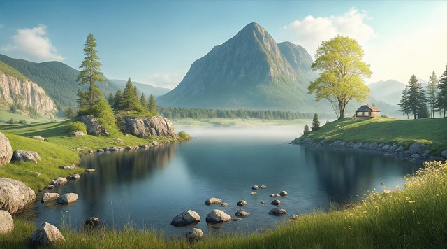 Free nature landscape lake illustration
