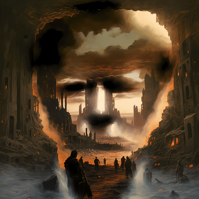Free ai generated ruins smoke illustration