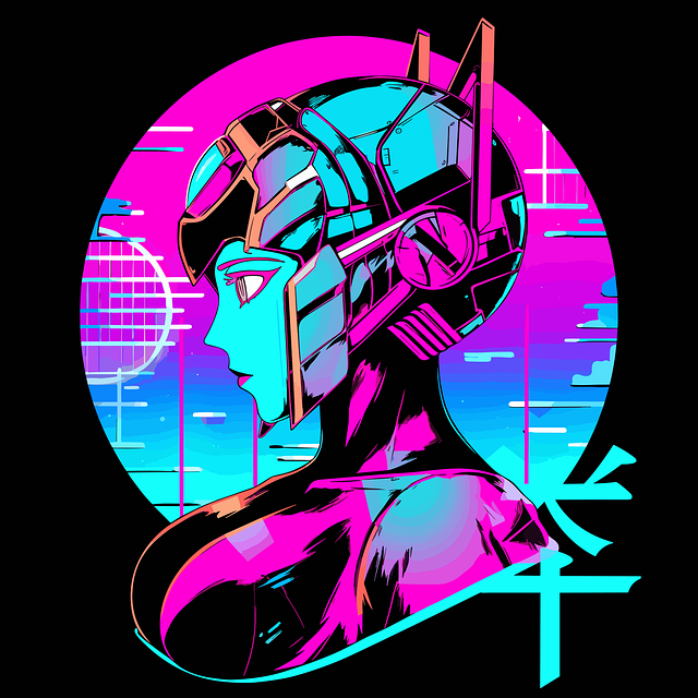 Free ai generated synth wave retro illustration