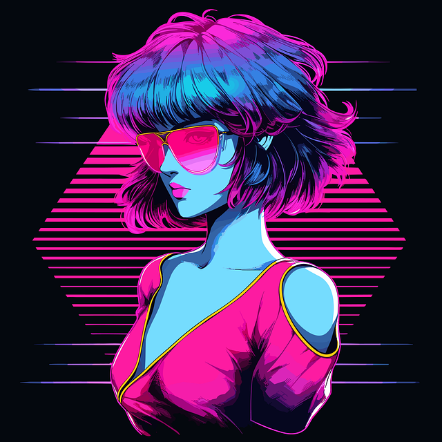 Free ai generated glitch neon illustration
