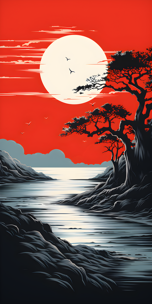 Free ai generated mountains sunset illustration