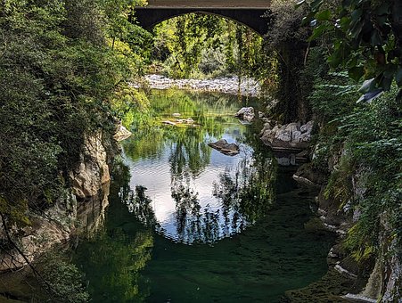 Natuur, Reflectie, Cirkel, Water, Brug
