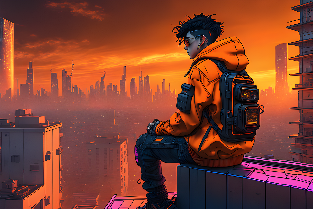 Gaming wallpaper - AI futuristic scene / خلفيات ألعاب - مشهد ألعاب مستقبلي