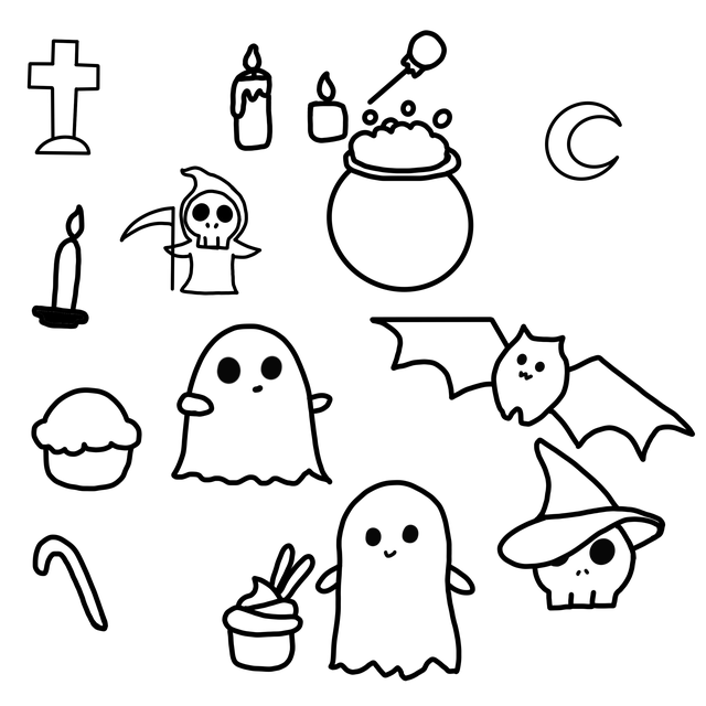 Free trick or treat ghosts bats illustration