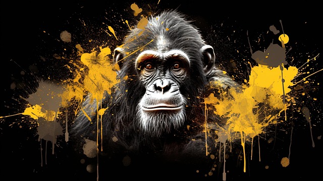 Free wise monkey japanese proverb paint splash art illustration