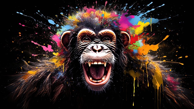 Free wise monkey japanese proverb paint splash art illustration