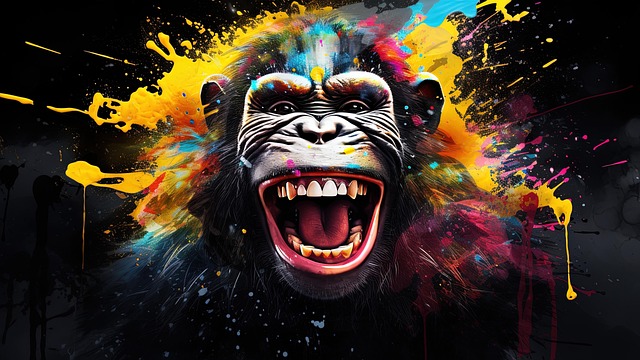 Free wise monkey japanese proverb paint splash art illustration
