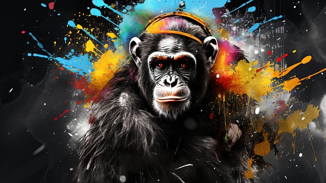 Free wise monkey japanese proverb paint splash art illustration