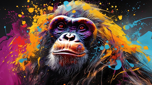 Free wise monkey japanese proverb paint splash art illustration