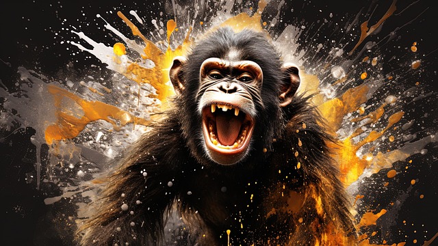 Free wise monkey japanese proverb paint splash art illustration