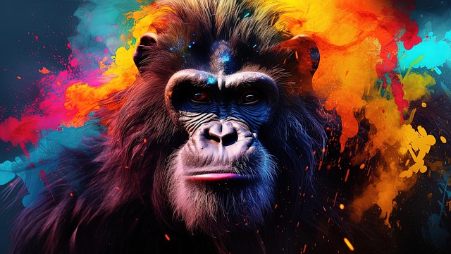 Free wise monkey japanese proverb paint splash art illustration