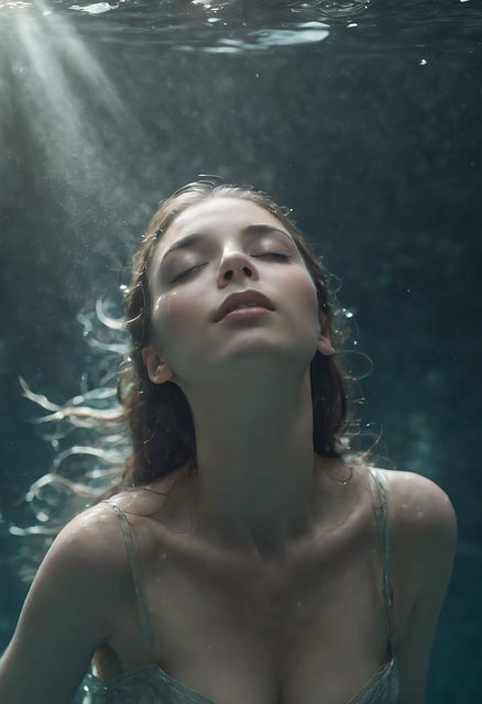 Free ai generated woman underwater illustration