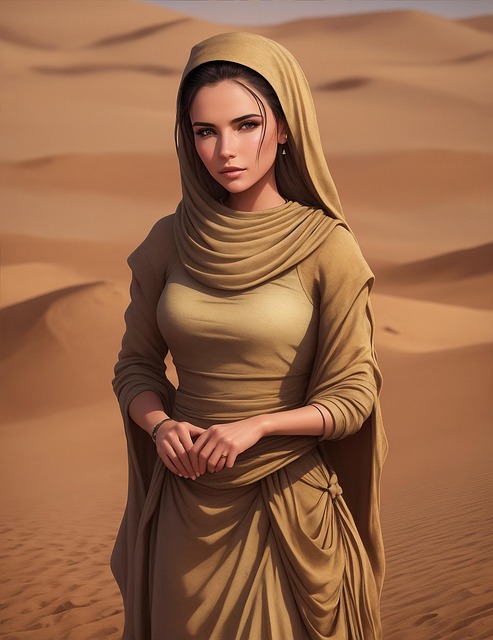 Free ai generated woman desert illustration