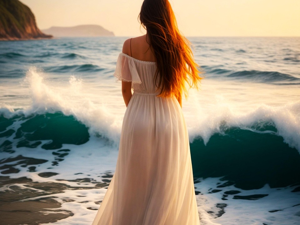 Download Girl Silhouette Of A Girl Girl On The Sea Royalty-Free Stock ...