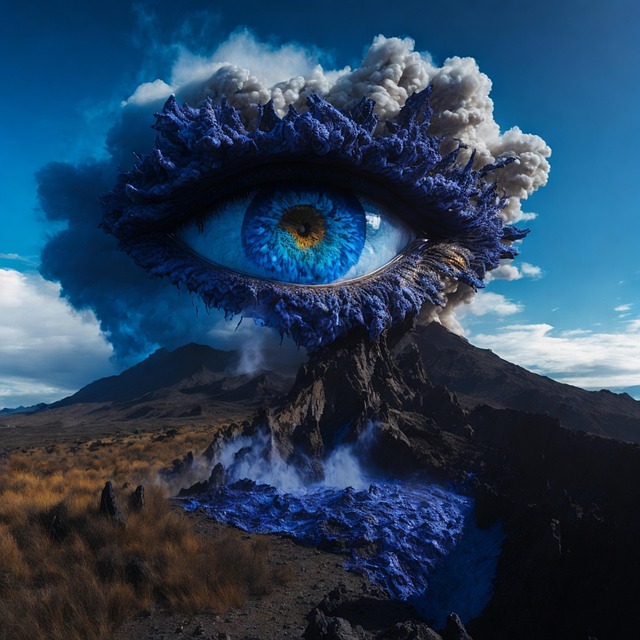 Ai Generiert, Vulkan, Auge, Berg