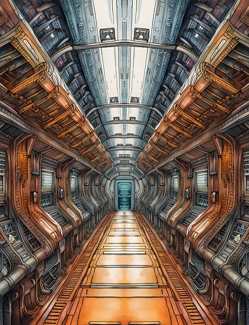 Free ai generated spaceship corridor illustration