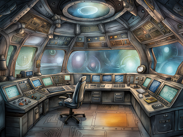 Free ai generated control room computers illustration