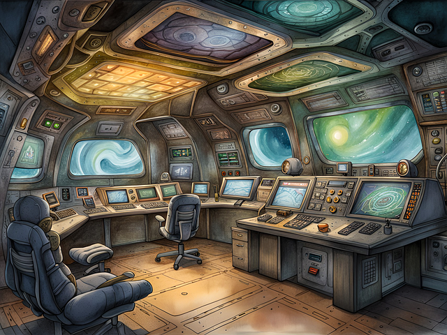 Free ai generated control room computers illustration