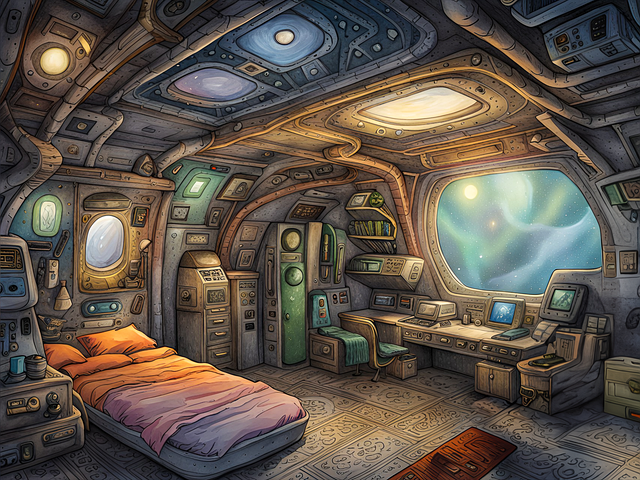 Download free HD stock image of Ai Generated Bedroom Free ai generated bedroom sci-fi illustration