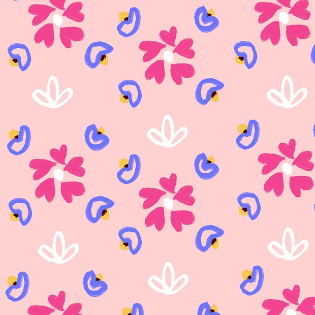 Free flower heart print illustration