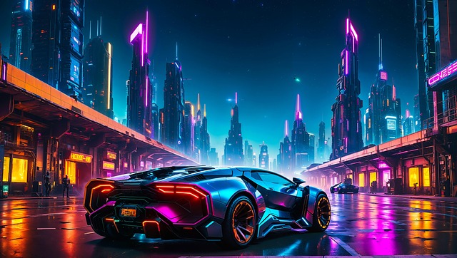 Free ai generated car cyberpunk illustration