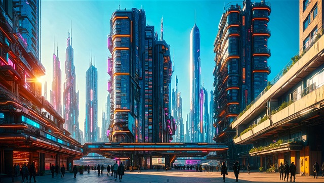 Free ai generated cyberpunk city illustration