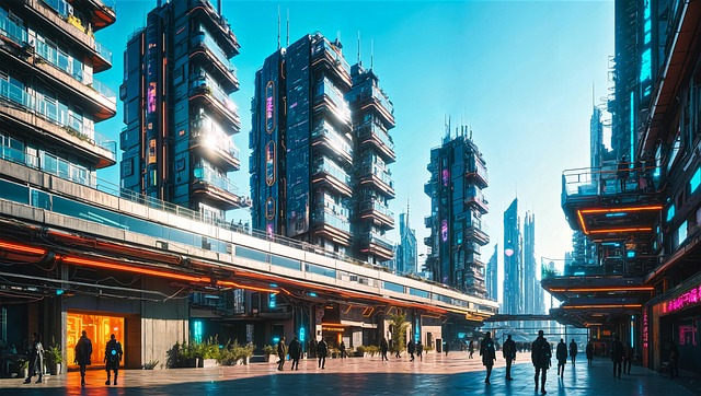 Free ai generated cyberpunk city illustration