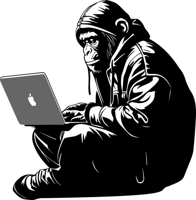 Free ai generated monkey laptop vector