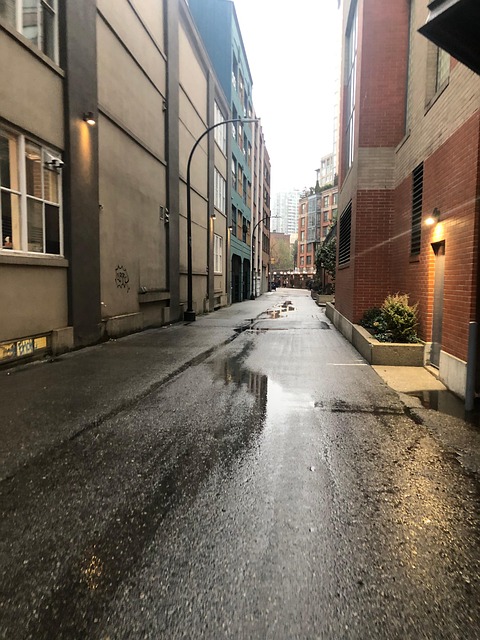 Gasse, Straße, Stadt, Vancouver, Regen