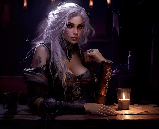Free fantasy tavern woman illustration