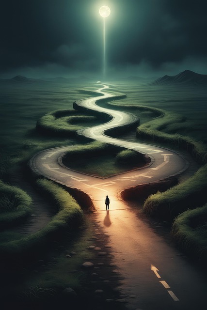 Person, Road, Path, Night, Moon, Winding