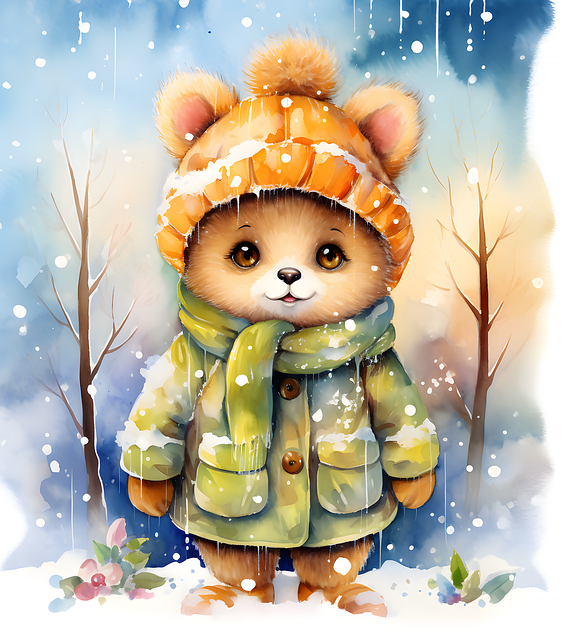 Free ai generated bear snow illustration