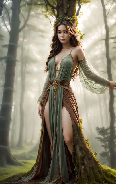 Free ai generated woman tree illustration