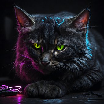 Ai Generiert, Katze, Dunkel, Verärgert
