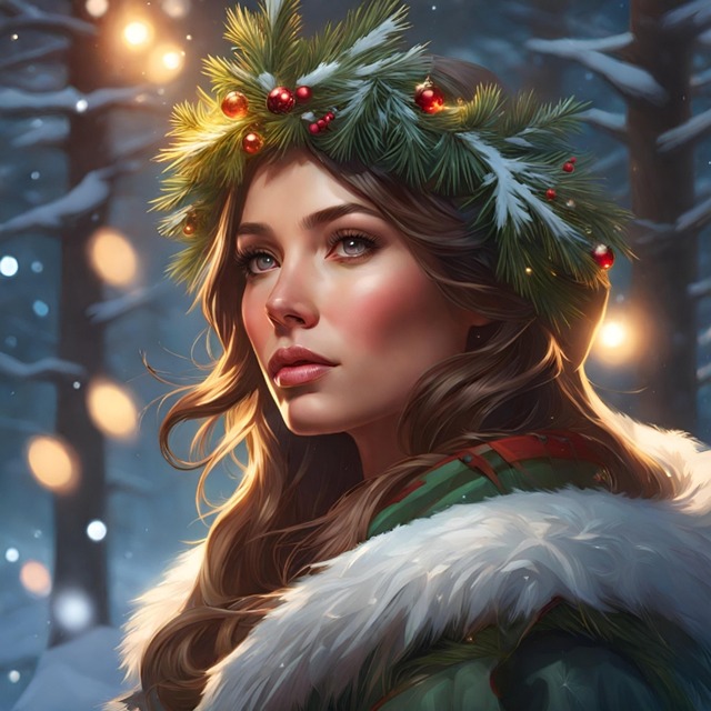 Free ai generated lady christmas illustration