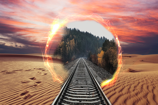 Zug, Eisenbahn, Heiligenschein, Wüste