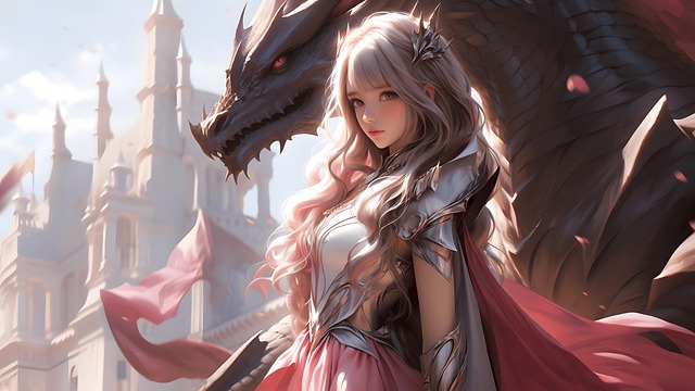 Free ai generated dragon princess illustration