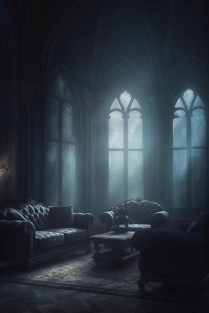 Free ai generated living room gothic illustration