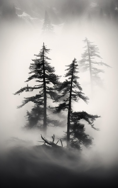 Free ai generated fog forest illustration