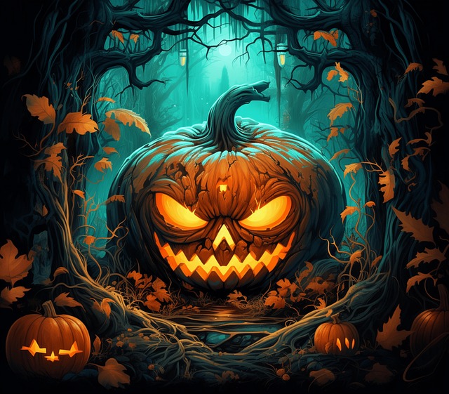 Free ai generated halloween jack o' lanterns illustration