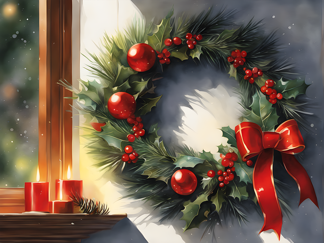 Free christmas wreath festive illustration