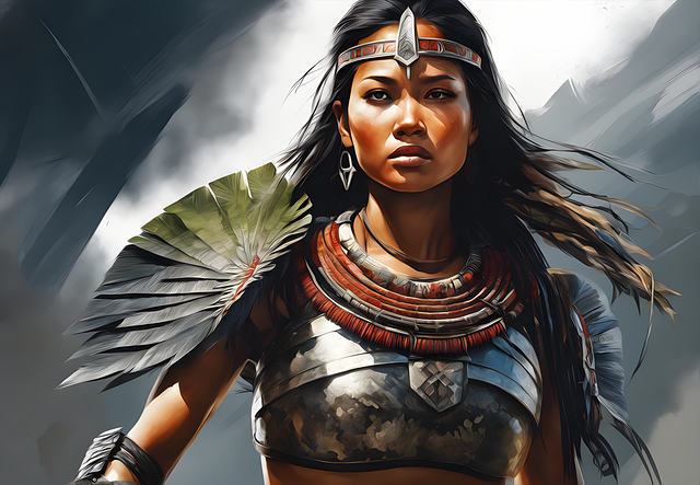 Free beautiful armored woman god's armor illustration