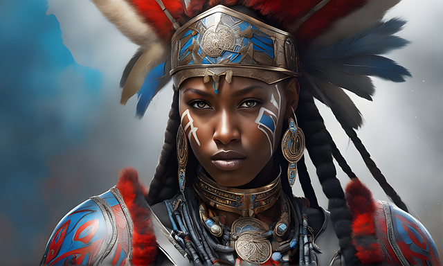 Free beautiful armored woman god's armor illustration