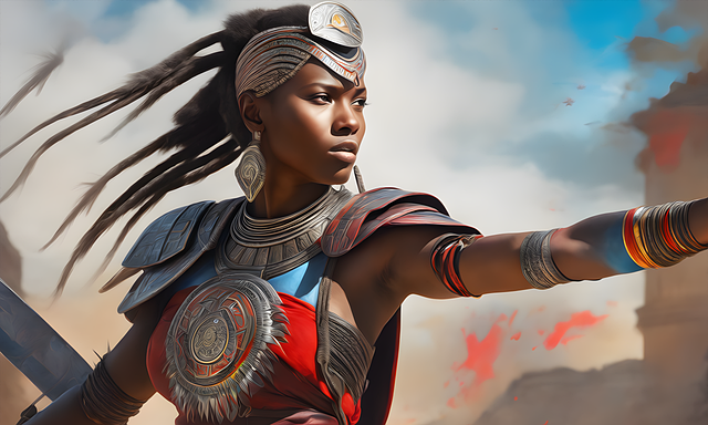 Free beautiful armored woman god's armor illustration