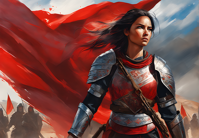 Free beautiful armored woman god's armor illustration