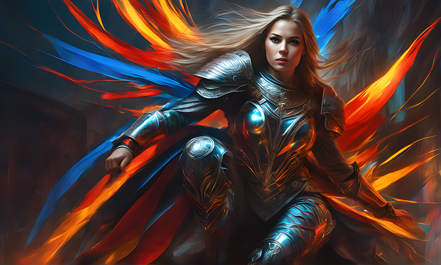 Free beautiful armored woman god's armor illustration