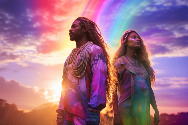 Free ai generated couple rainbow illustration