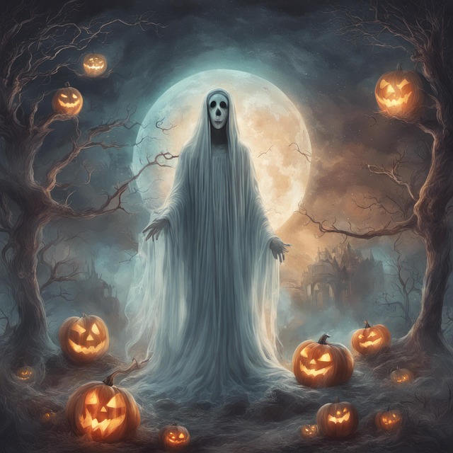 Free ai generated pumpkins ghost illustration