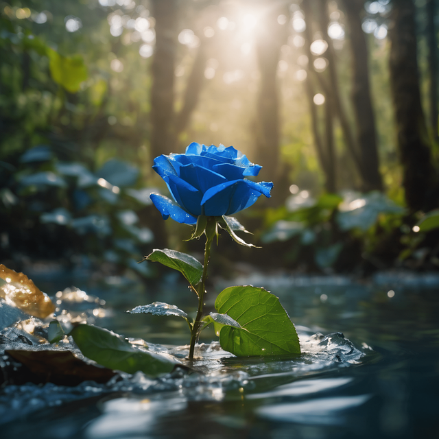 Ai Genereret, Blomst, Rose, Blå, Sø