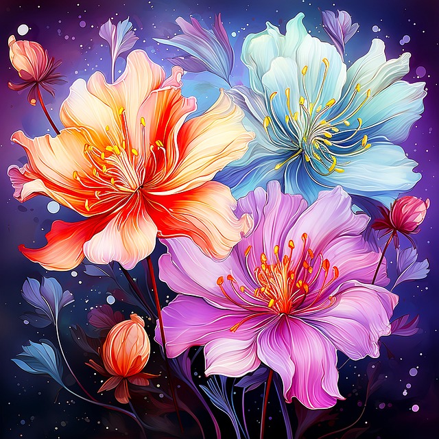 Ai Generiert, Blumen, Fantasie, Aquarell